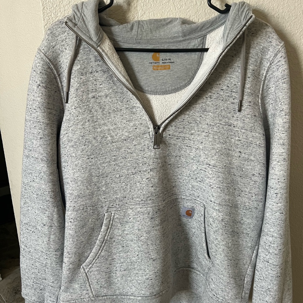 Carhartt Gray Zip-Up Hoodie Sweatshirt